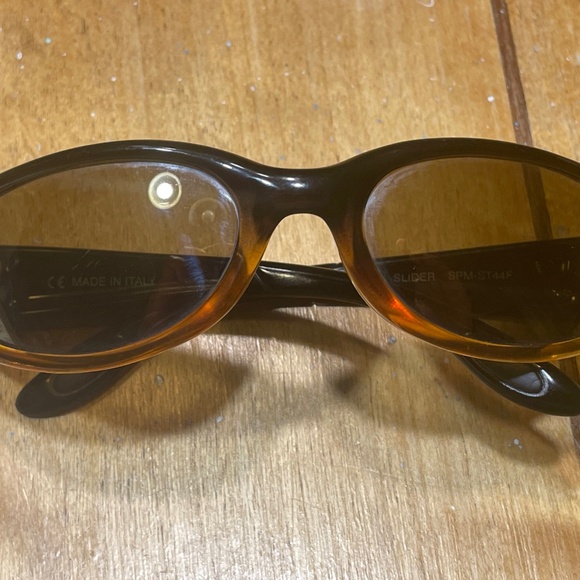 ICICLES Sunglasses Made in Italy Black/Amber Lens Motorcycle Slider UNISEX - Picture 1 of 16